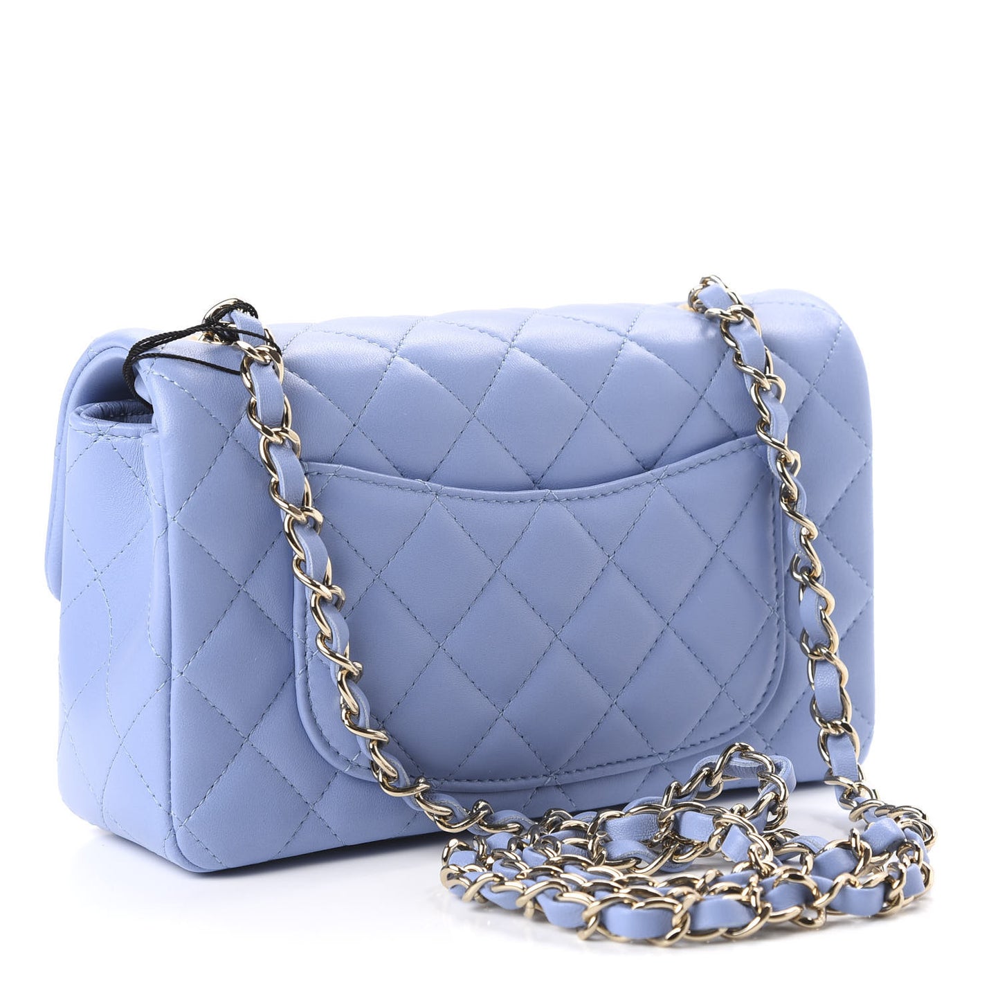 Lambskin Quilted Mini Rectangular Flap Light Blue