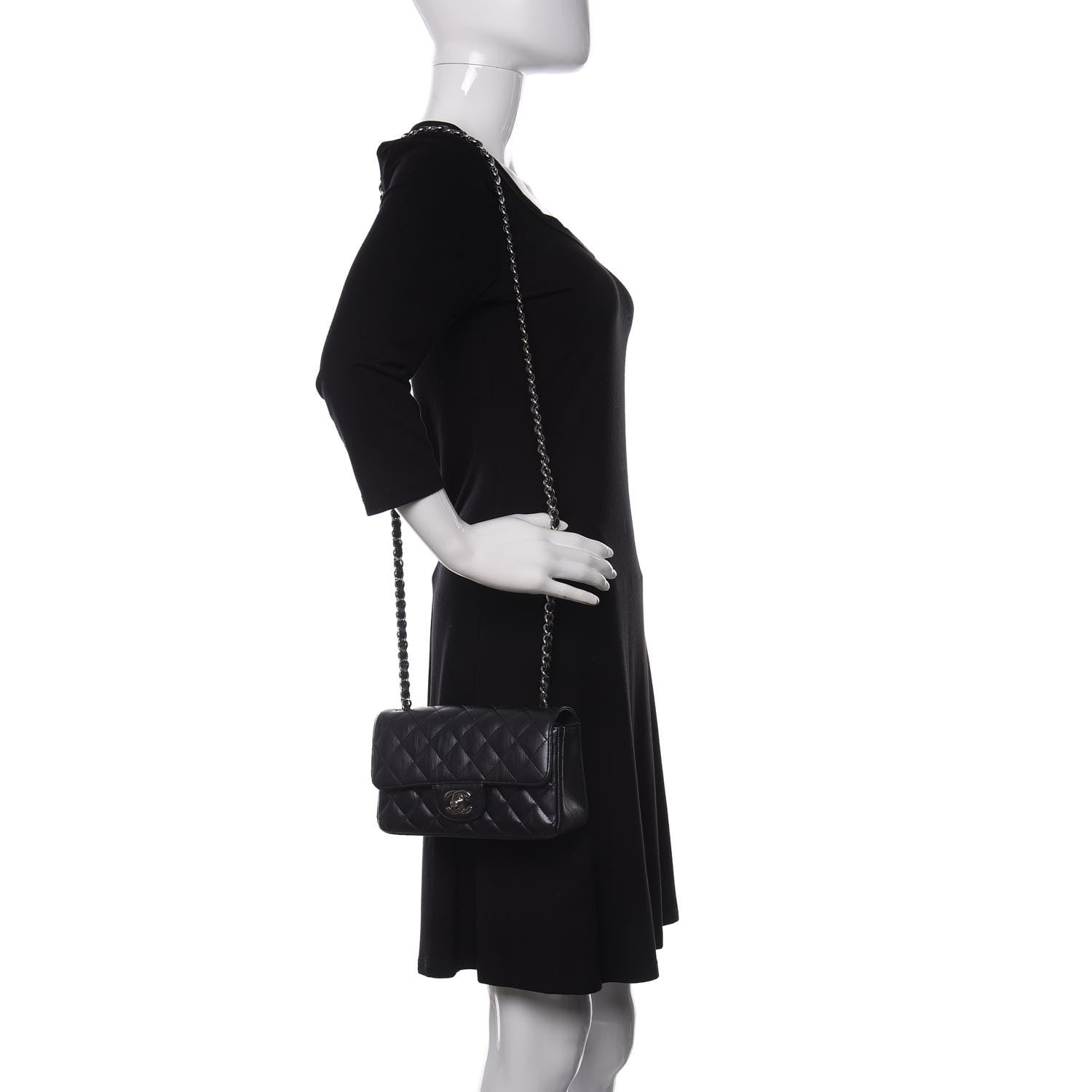 Chanel Iridescent Calfskin Quilted Mini Rectangular Flap Charcoal 2 of 12