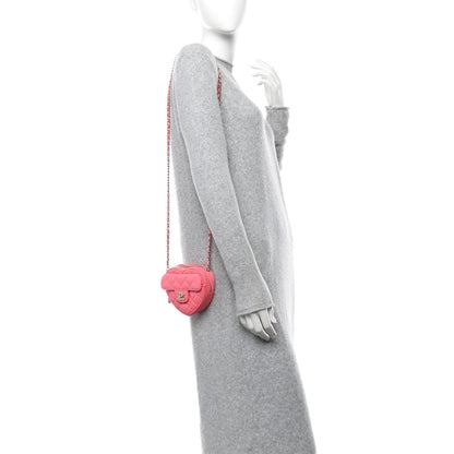 Chanel Lambskin Quilted CC In Love Heart Clutch With Chain Pink 2 of 7
