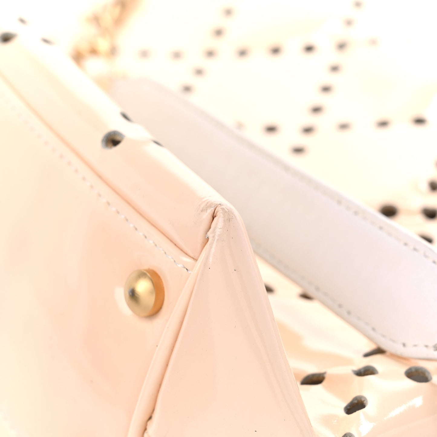 Patent Perforated CC Tote White