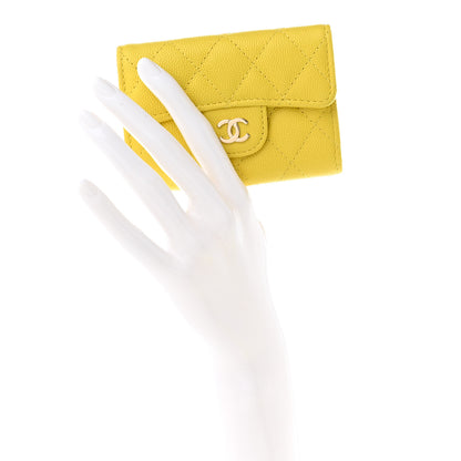 Chanel Caviar Quilted Classic 4 Key Holder Wallet Yellow 2 of 13