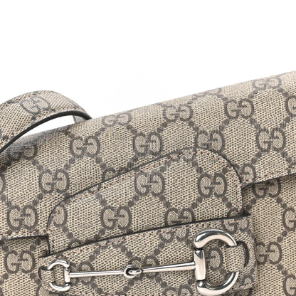 Gucci GG Supreme Monogram Small Horsebit 1955 Asymmetric Shoulder Bag Beige Ebony 6 of 8