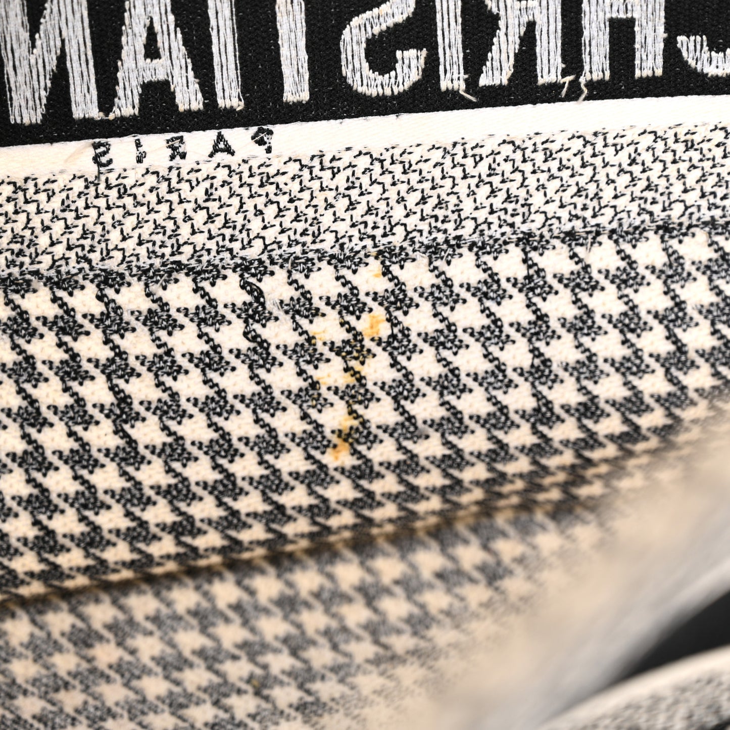 Canvas Houndstooth Embroidered Medium Book Tote Black White