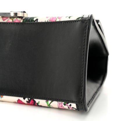 Balenciaga X GUCCI Canvas Boarded Plutone Calfskin Flora Logo Print Small Hourglass Top Handle Bag White Multicolor Black 9 of 14