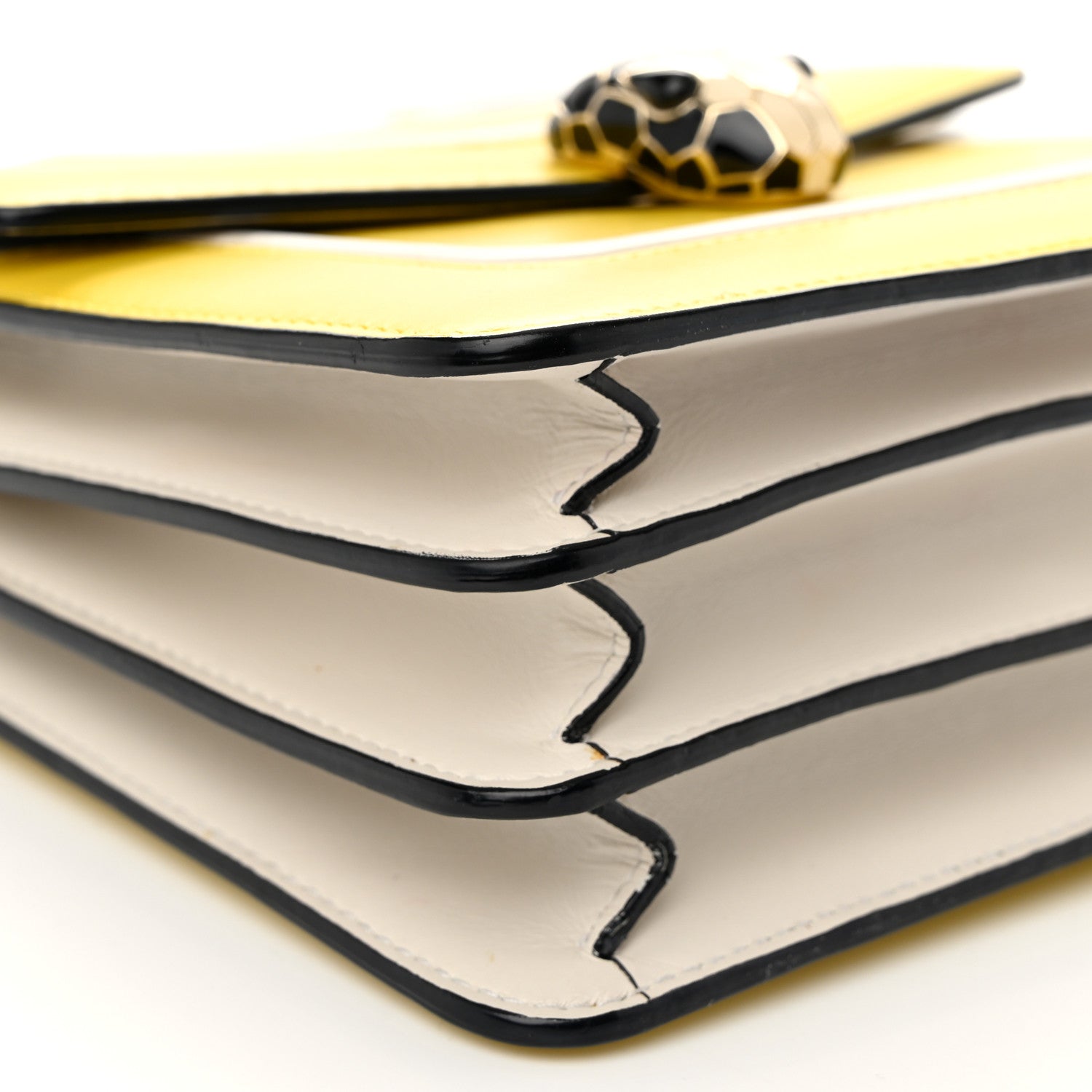 Bulgari Calfskin Serpenti Forever Top Handle Yellow White 9 of 14