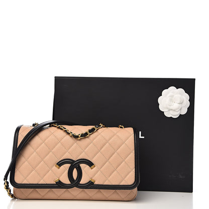 Chanel Caviar Quilted Medium CC Filigree Flap Beige Black 12 of 12