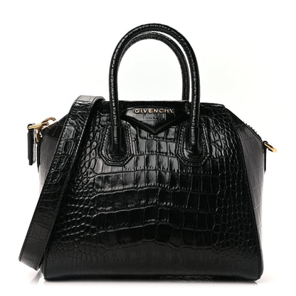 Givenchy Calfskin Crocodile Embossed Mini Antigona Black 1 of 8