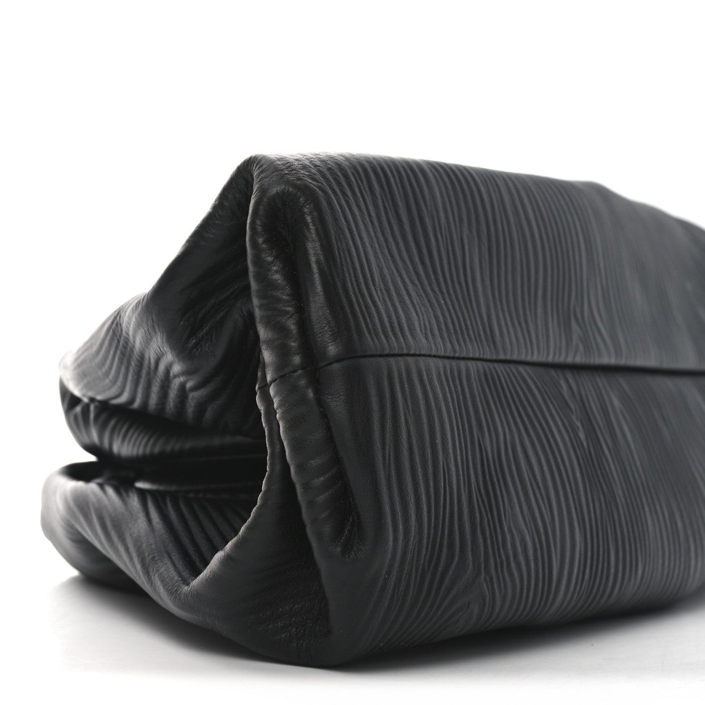 Bark Calfskin Embossed The Pouch Oversized Clutch Black