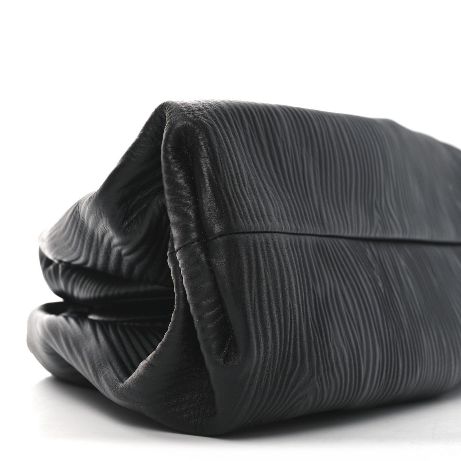 Bottega Veneta Bark Calfskin Embossed The Pouch Oversized Clutch Black 7 of 7