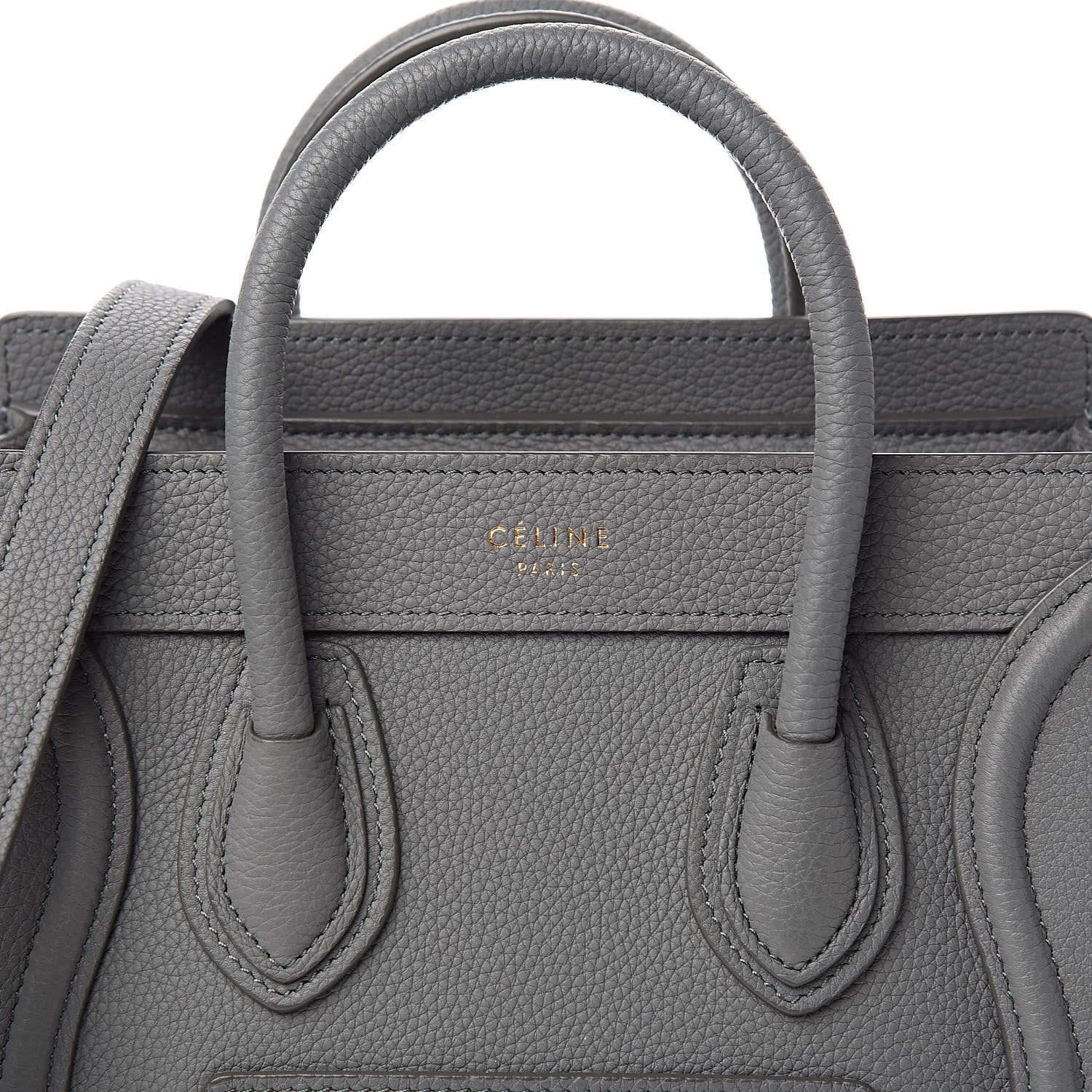 Celine Drummed Calfskin Nano Luggage Kohl 12 of 12
