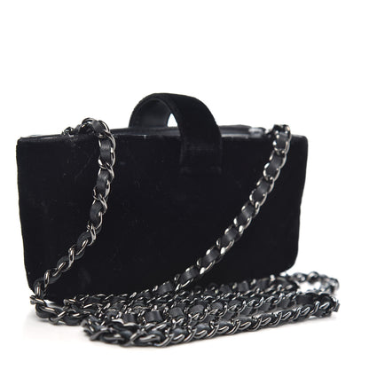 Chanel Velvet Quilted Small Clutch With Chain Black 3 of 11
