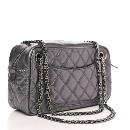Chanel Metallic Aged Calfskin Quilted Medium Reissue Camera Case Dark Silver 3 of 9