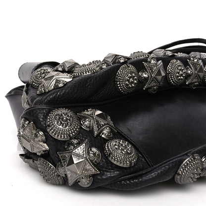 Burberry Calfskin Mason Warrior Studded Hobo Black 8 of 9
