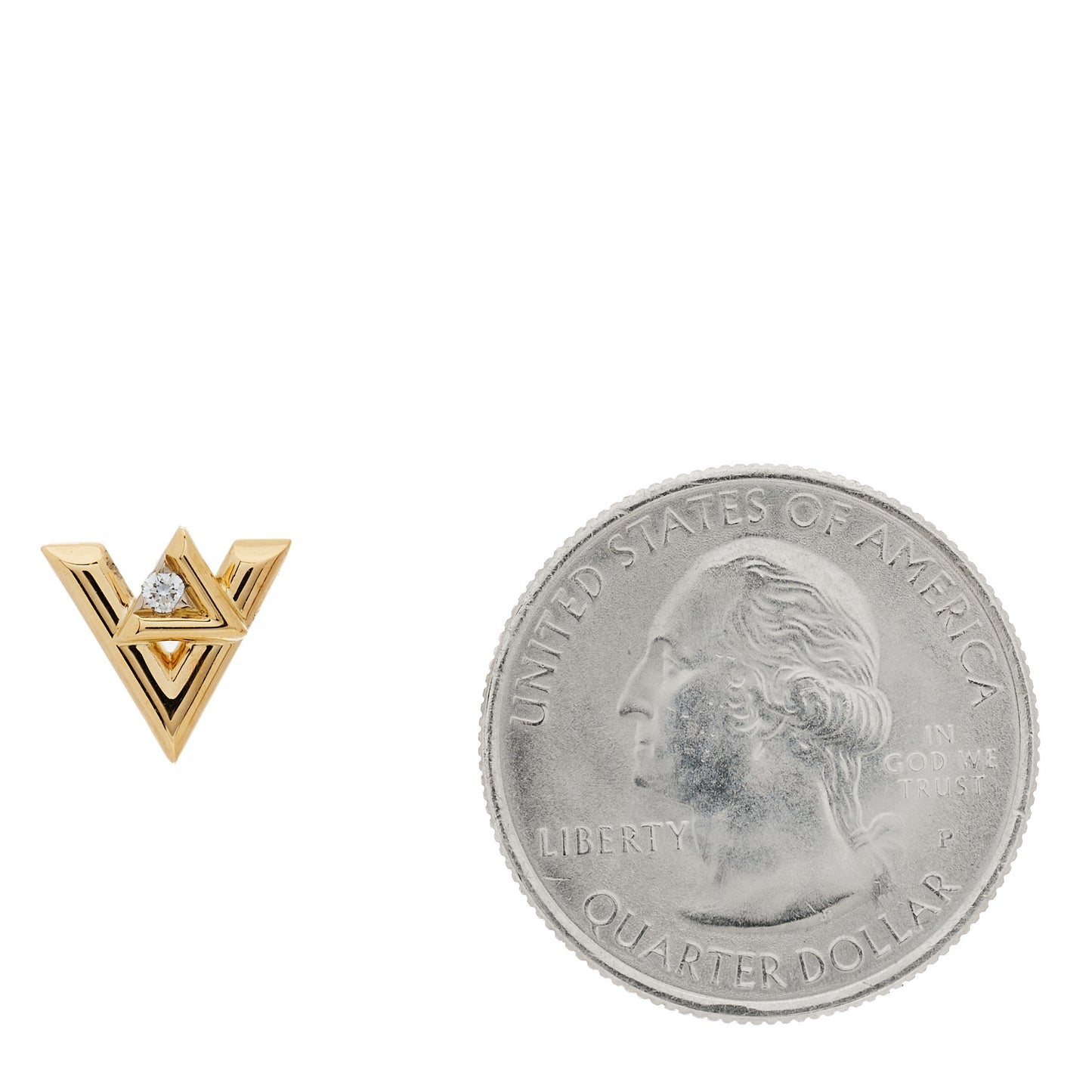 18K Yellow Gold Diamond LV Volt Single Stud Earring