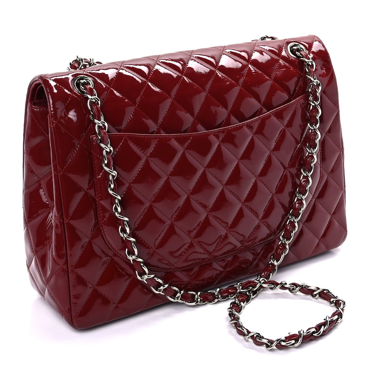 Patent Quilted Maxi Double Flap Red