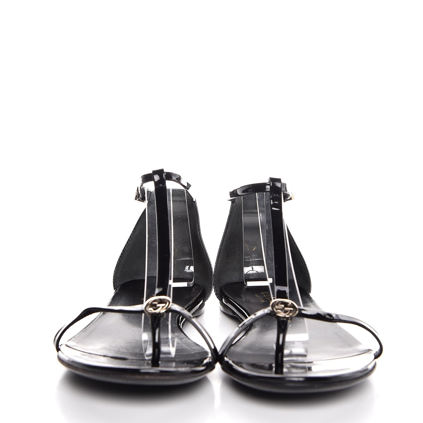 Patent GG T Strap Sandals 35 Black