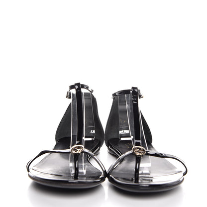 Gucci Patent GG T Strap Sandals 35 Black 2 of 9