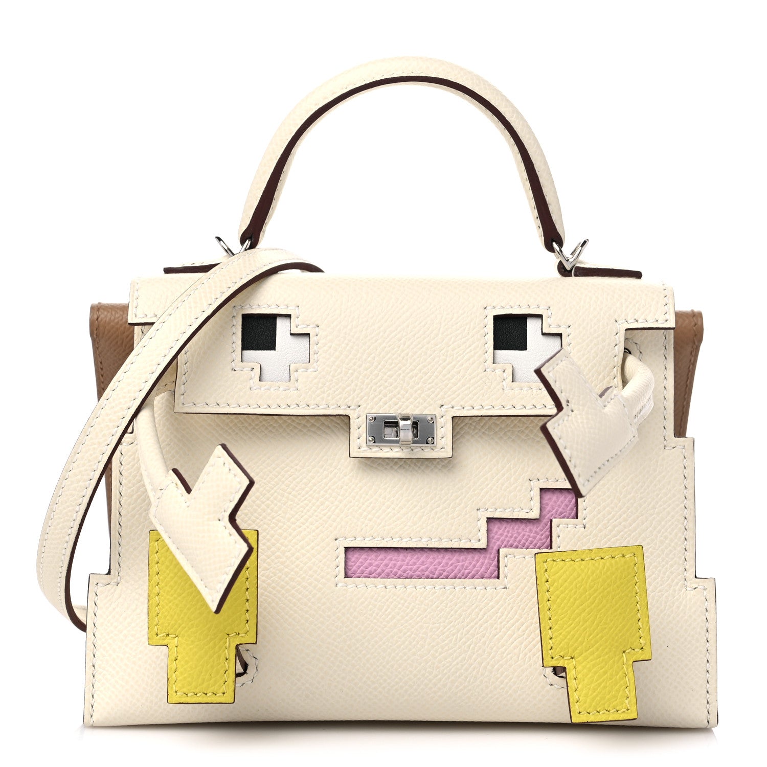 Hermes Epsom Quelle Idole Picto Kelly Doll Handbag Nata Mauve Sylvestre Lime Chai 1 of 14