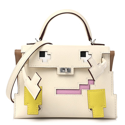 Hermes Epsom Quelle Idole Picto Kelly Doll Handbag Nata Mauve Sylvestre Lime Chai 1 of 14