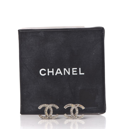 Chanel Crystal Timeless CC Earrings Silver 8 of 8
