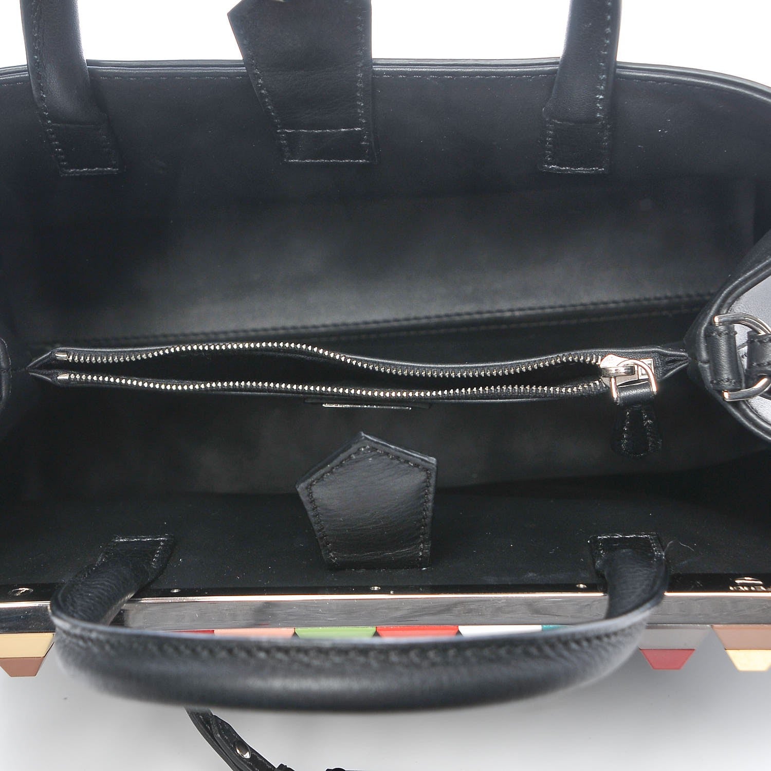 Fendi Vitello Baltico Dolce Studded Petite 2Jours Tote Black Multicolor 5 of 7