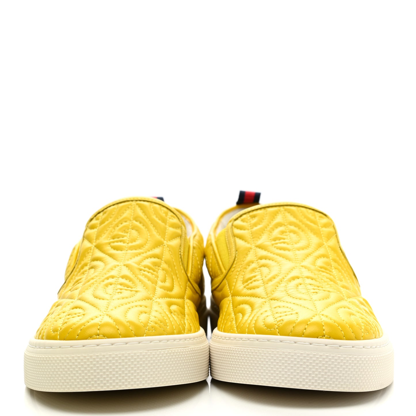 Nappa Web G Rhombus Quilted Mens Slip On Sneakers 8.5 Straw Yellow Mimosa