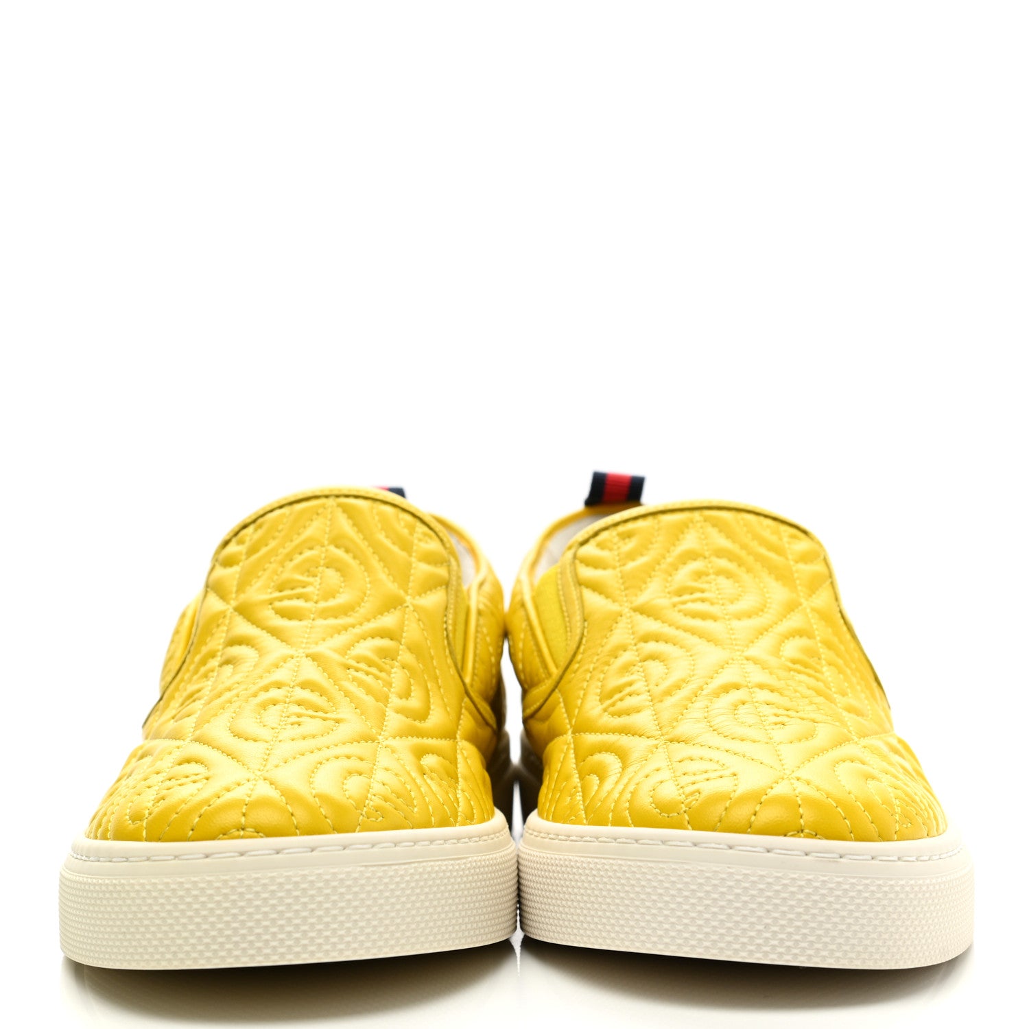 Gucci Nappa Web G Rhombus Quilted Mens Slip On Sneakers 8.5 Straw Yellow Mimosa 2 of 9
