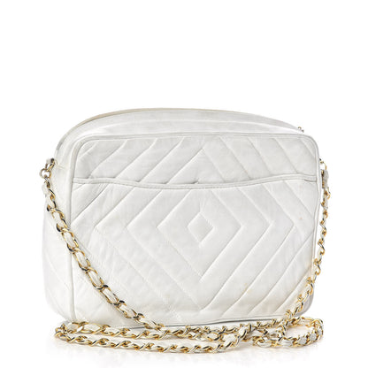 Chanel Lambskin Chevron Quilted Medium Tassel Camera Case White 3 of 21