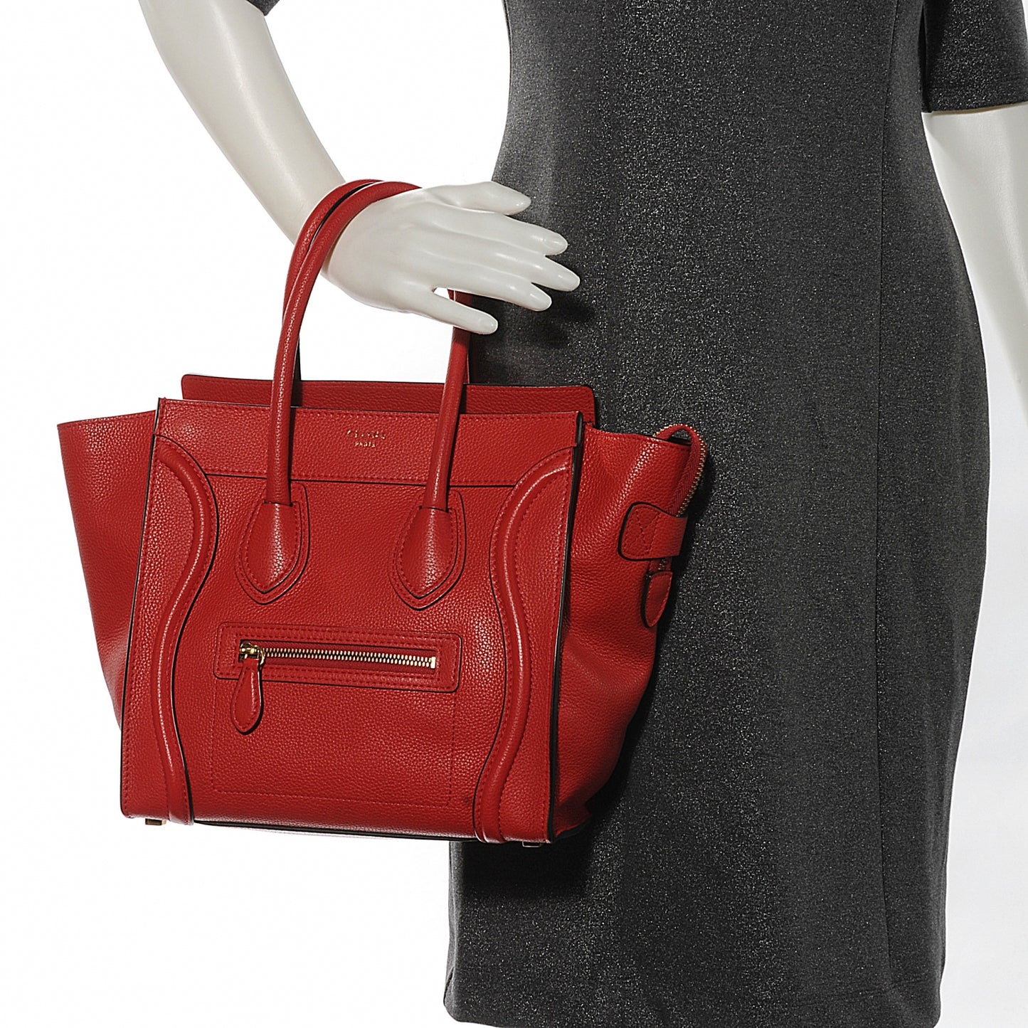 Drummed Leather Micro Luggage Coquelicot