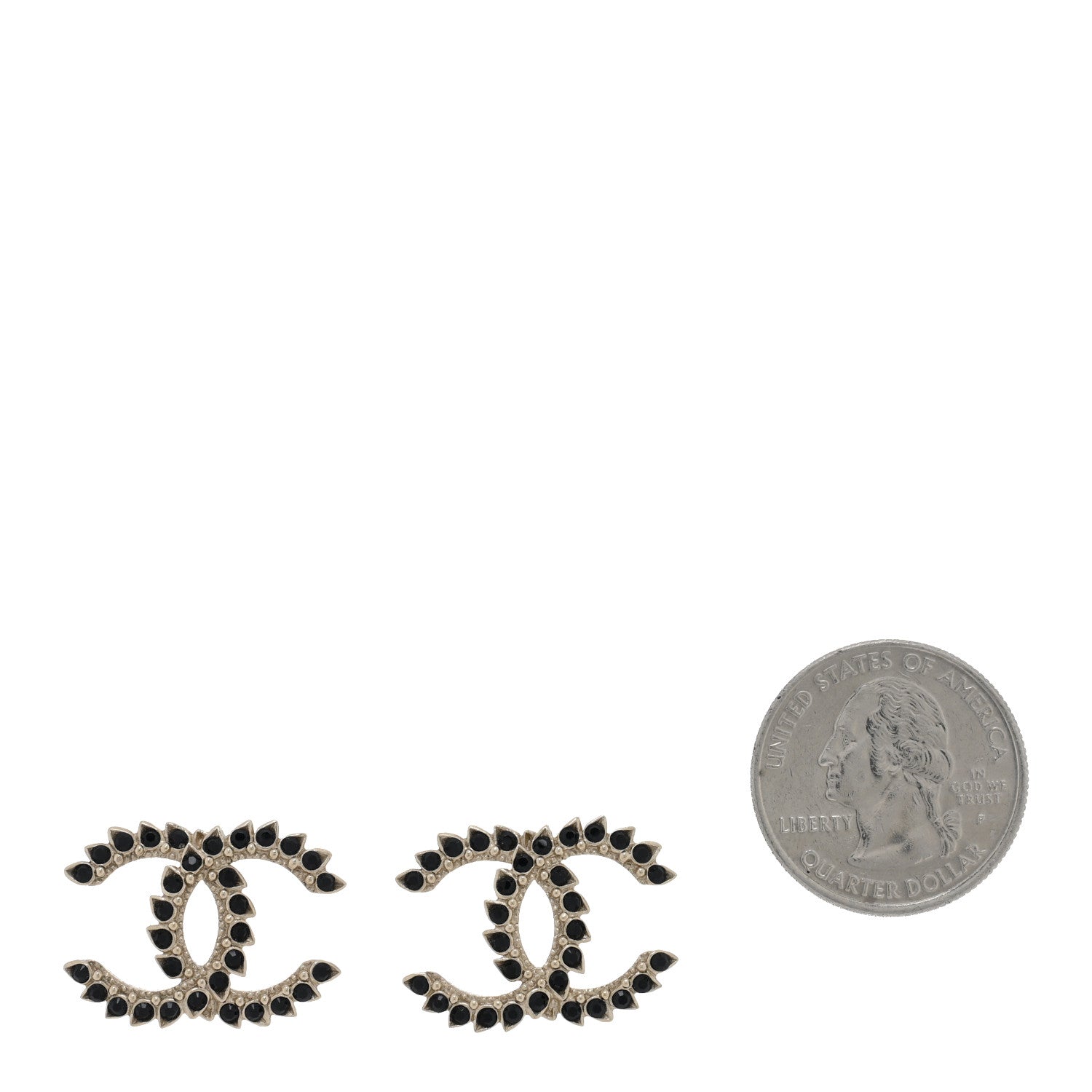 Chanel Strass Crystal Dazzling Wheat CC Earrings Black Gold 2 of 5