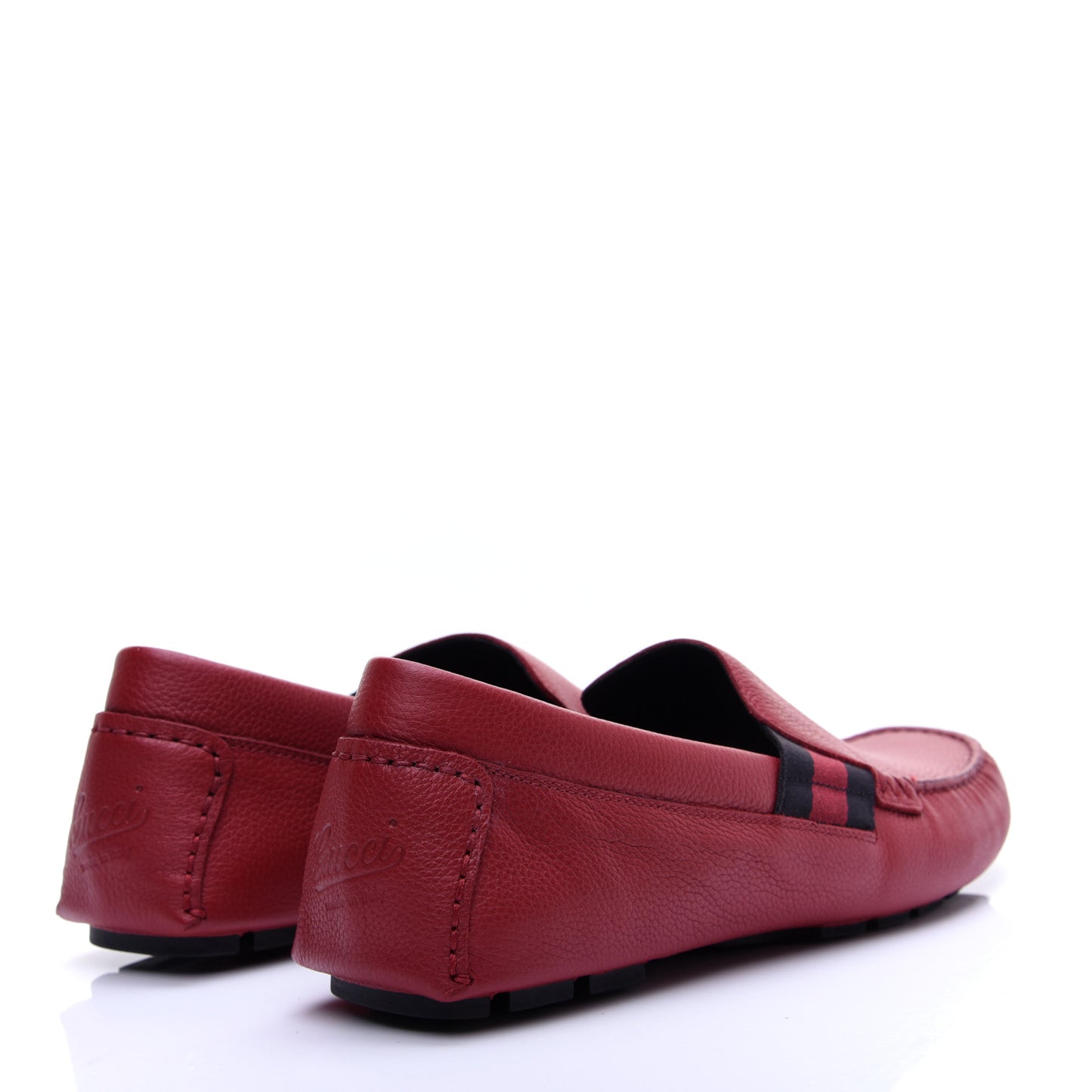 Calfskin Web Mens Driver Loafers 9 Red