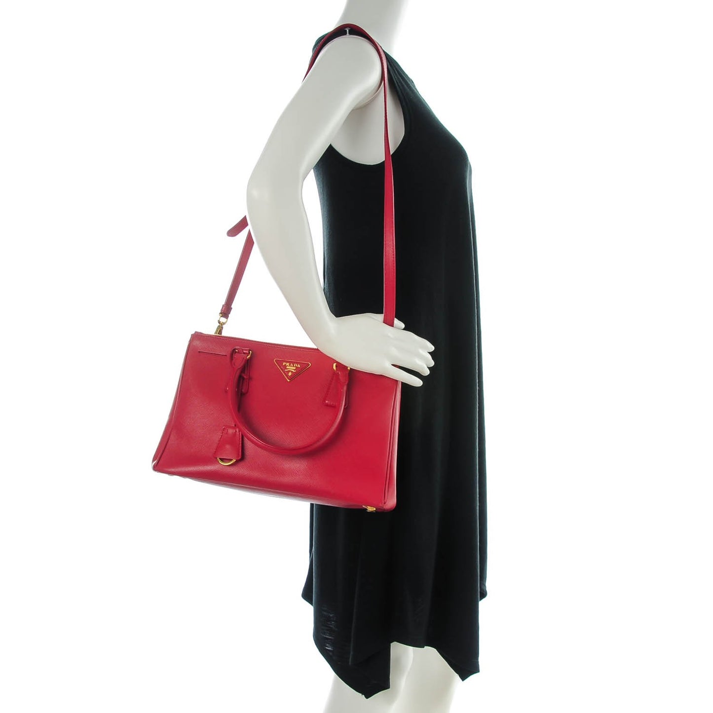 Saffiano Small Galleria Double Zip Tote Fuoco