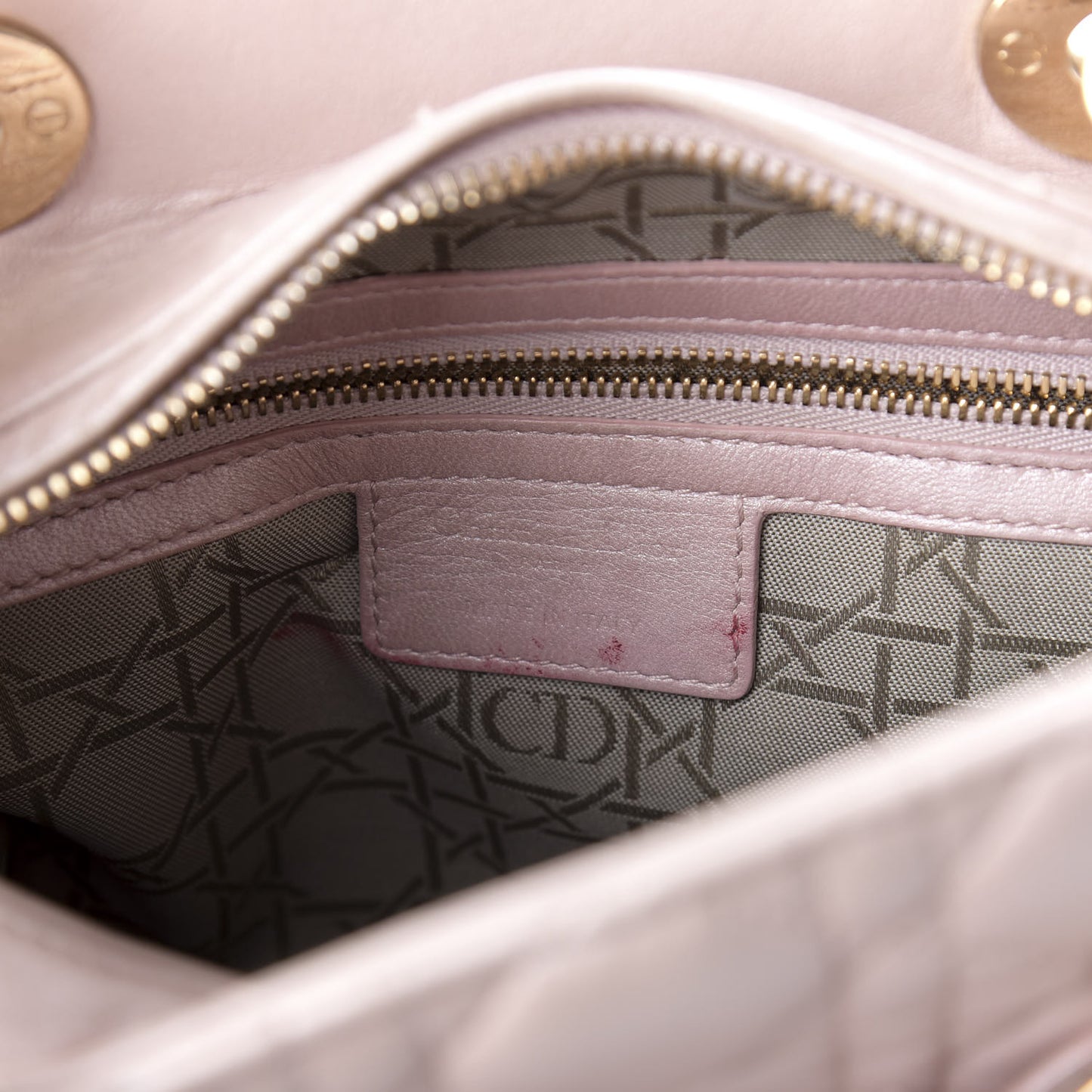 Pearly Lambskin Cannage Medium Lady Dior Lotus