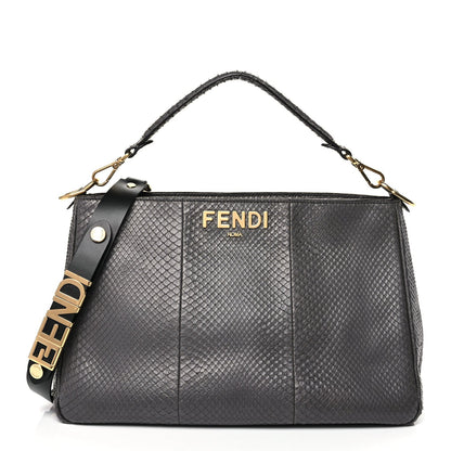 Fendi Snakeskin O'Lock Zipper Black 1 of 11
