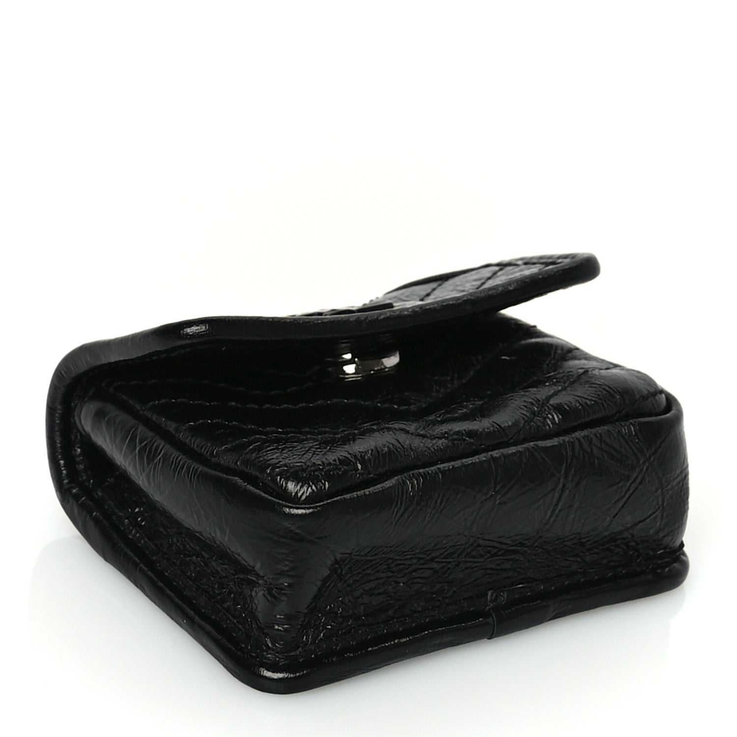 Saint Laurent Crinkled Calfskin Matelasse Monogram Niki Airpods Holder Micro Bag Black 3 of 9
