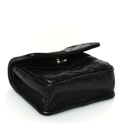 Saint Laurent Crinkled Calfskin Matelasse Monogram Niki Airpods Holder Micro Bag Black 3 of 9