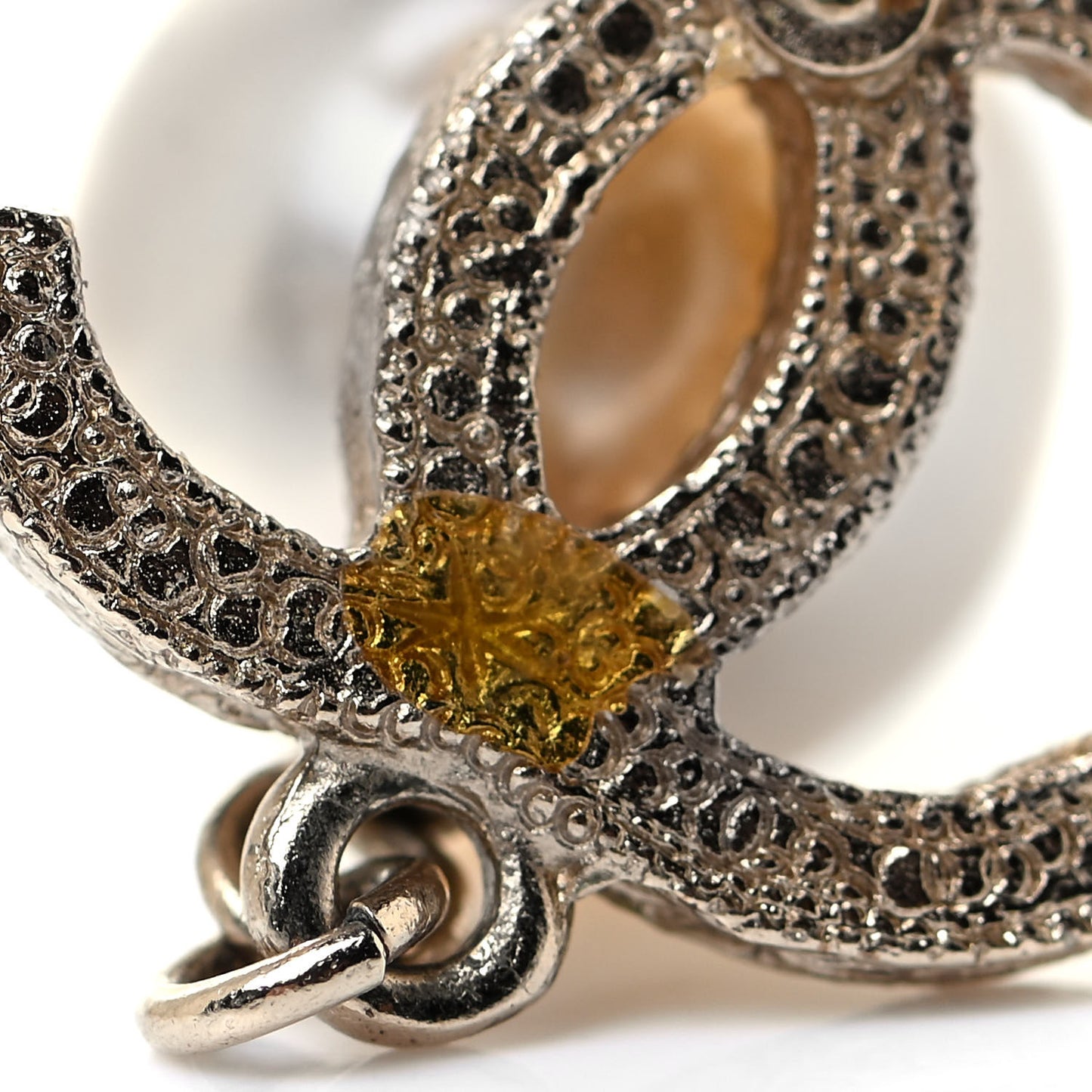 Crystal Pearl CC Drop Earrings Gold