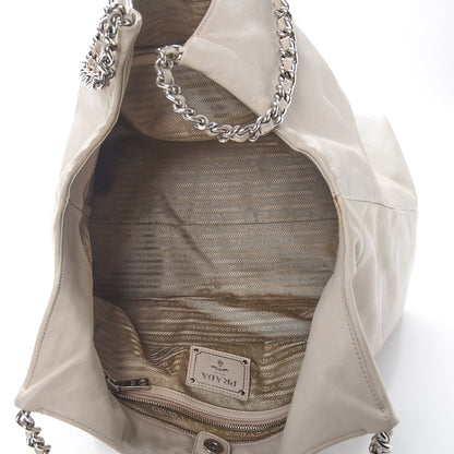Prada Soft Calf Chain Tote Talco 11 of 20