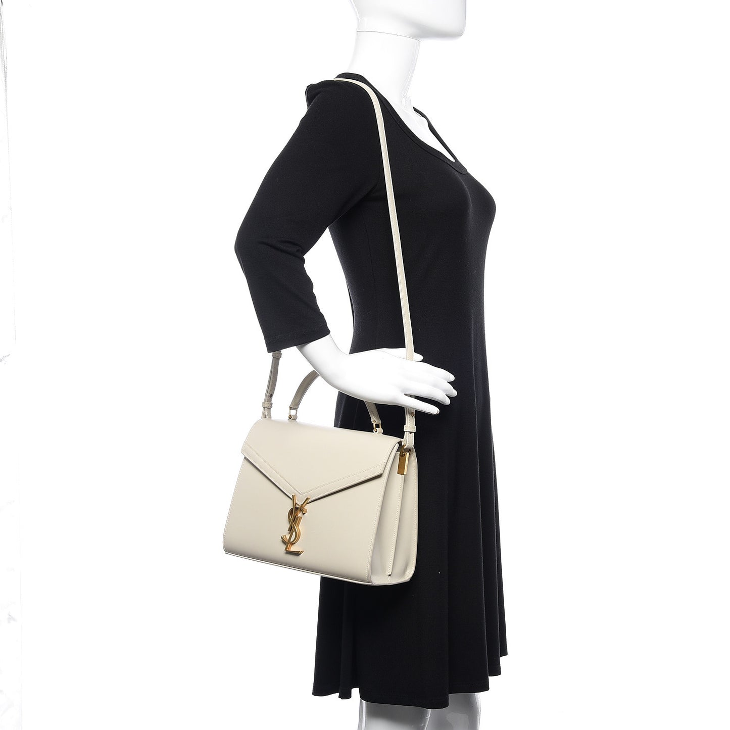 Smooth Calfskin Medium Classic Monogram Cassandra Top Handle Crema Soft Rouge Legion