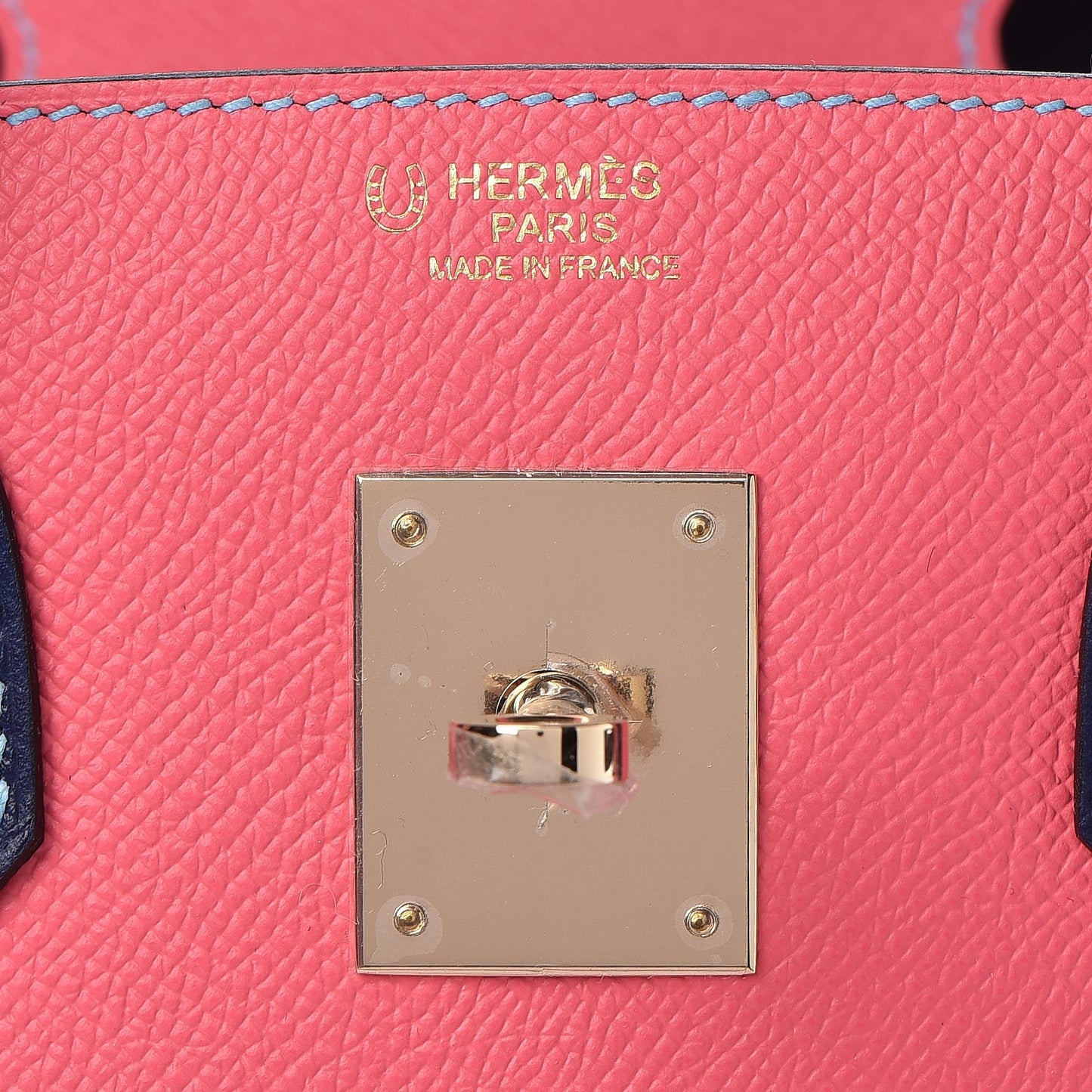 Epsom Horseshoe Birkin 30 Rose Azalee Bleu Saphir