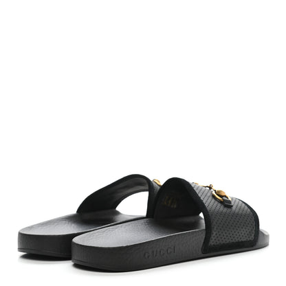 Gucci Suede Perforated Horsebit Slide Sandals 41 Black 4 of 8