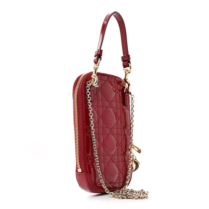 Christian Dior Patent Cannage Lady Dior Phone Holder Red 3 of 10