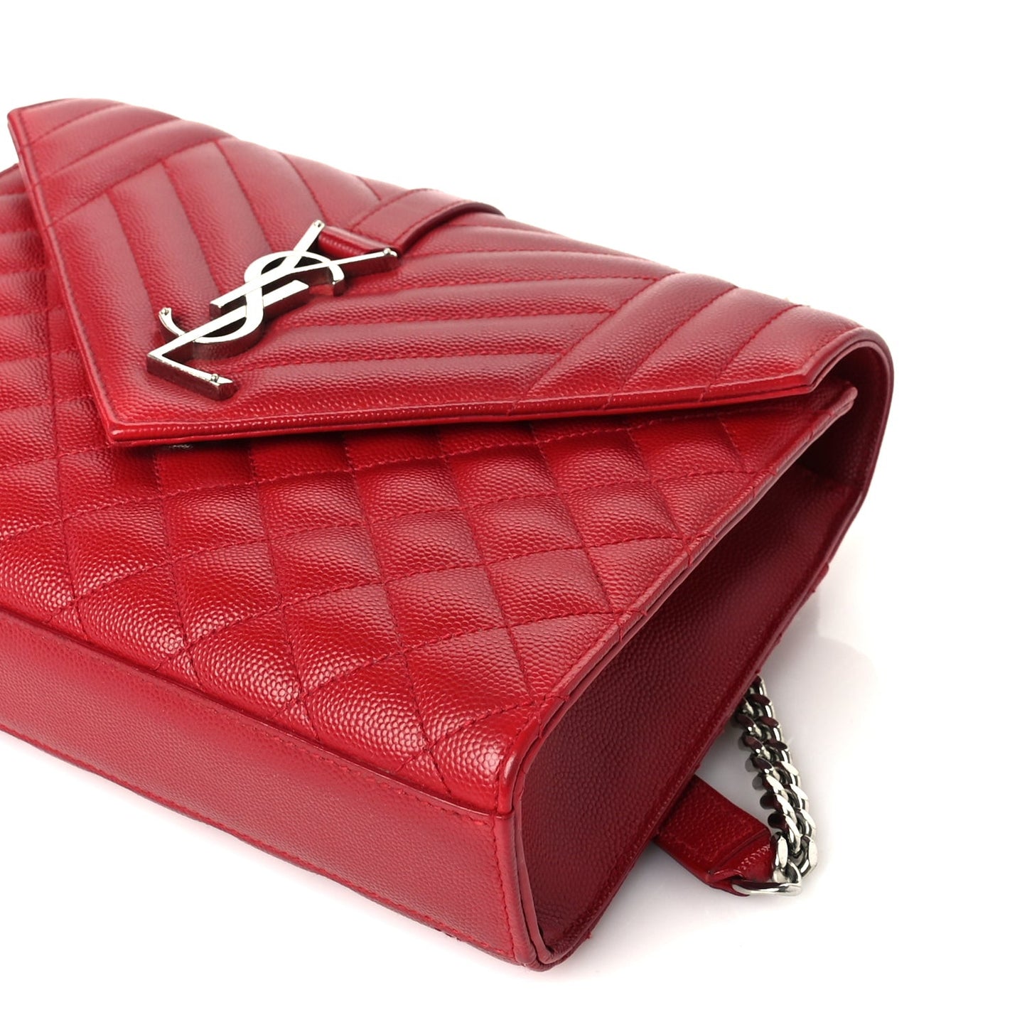 Grain De Poudre Textured Mixed Matelasse Triquilt Medium Monogram Satchel New Red