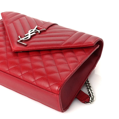 Saint Laurent Grain De Poudre Textured Mixed Matelasse Triquilt Medium Monogram Satchel New Red 8 of 8
