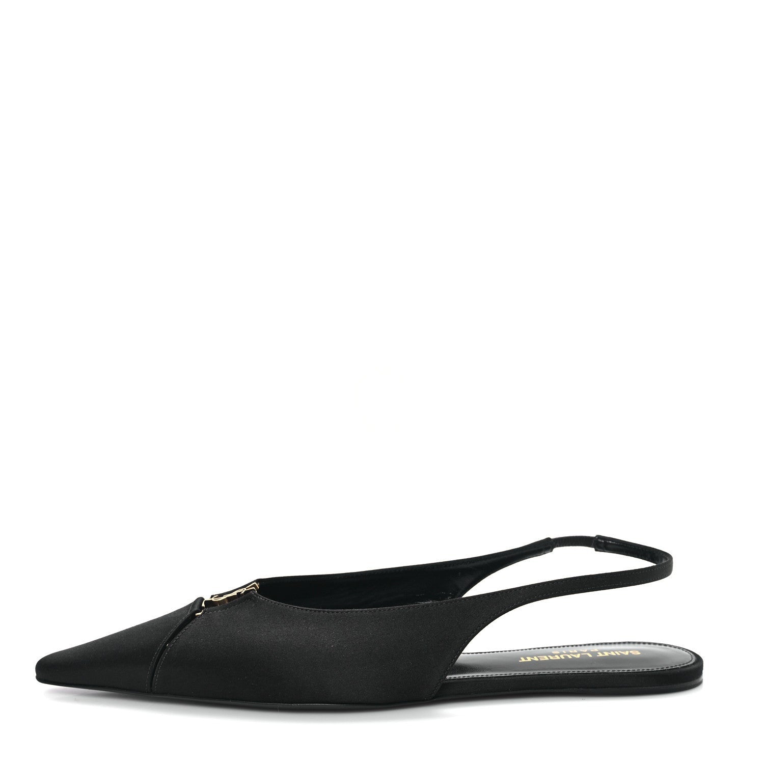 Saint Laurent Raso Nappa Babylone 00 Slingback Flats 38 Black 1 of 7