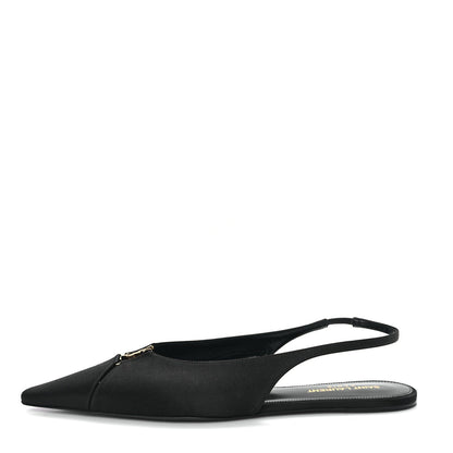Saint Laurent Raso Nappa Babylone 00 Slingback Flats 38 Black 1 of 7