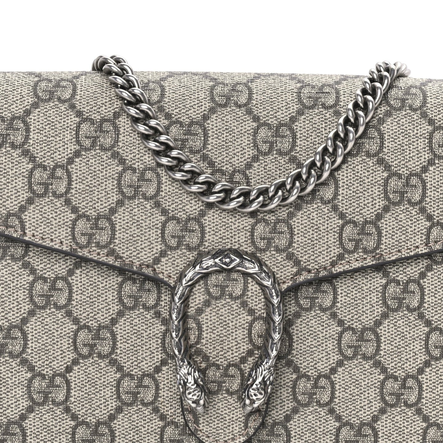 GG Supreme Monogram Mini Dionysus Chain Wallet  Beige Taupe