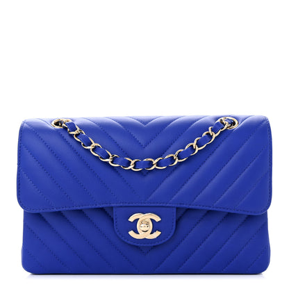 Chanel Caviar Chevron Quilted Small Double Flap Blue 1 of 11