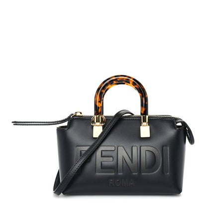 Fendi Vitello King Plexiglass Logo Embossed Mini By The Way Top Handle Boston Bag Black 1 of 8