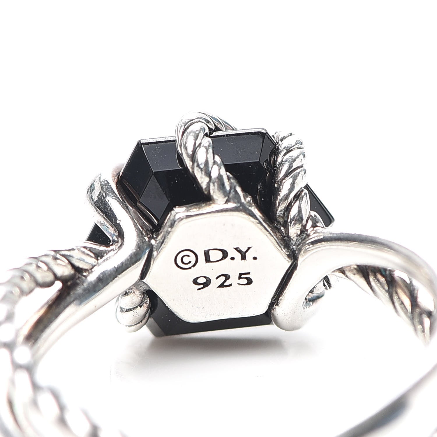 David Yurman Sterling Silver Diamond Black Onyx 10mm Cable Wrap Ring 57 8 5 of 6